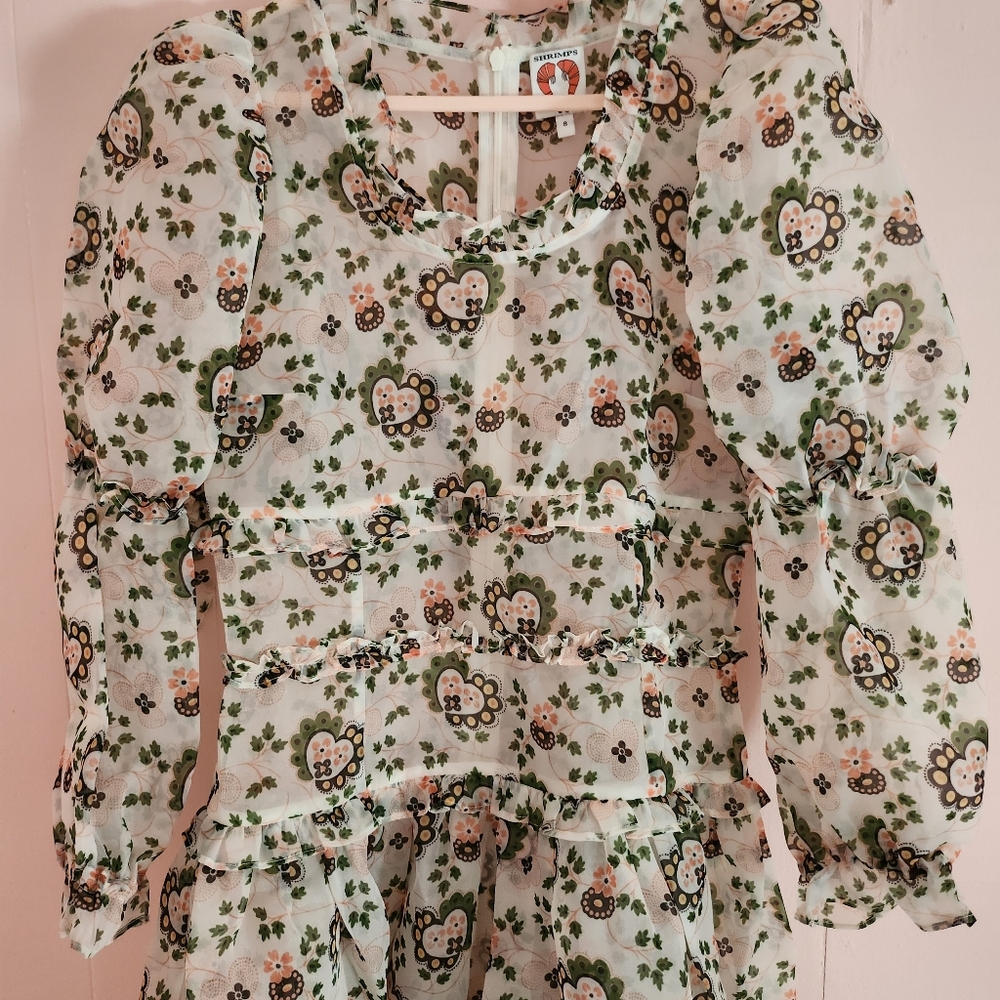 Shrimps Cara Heart-Print Organza Maxi Dress - Picture 6 of 10